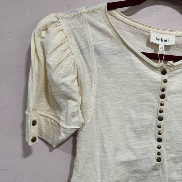 New Bohme Cream button up Blouse XS - Picture 2 of 4